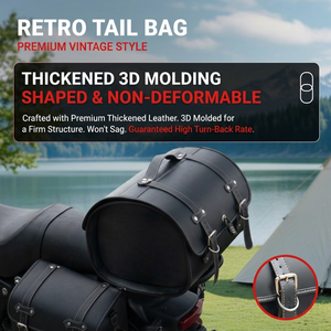 Sac de bagages pour siège arrière de moto 33L, forme de baril rétro, sac de coffre en cuir imperméable, support universel pour porte-bagages arrière - Product Image 3