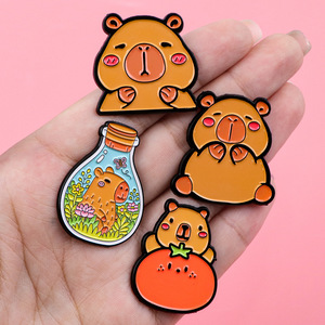 Insignias personalizadas broche de carpincho de dibujos animados lindo creativo <span class=keywords><strong>caqui</strong></span> Barra globo medalla esmalte solapa Pin - Product Image 4