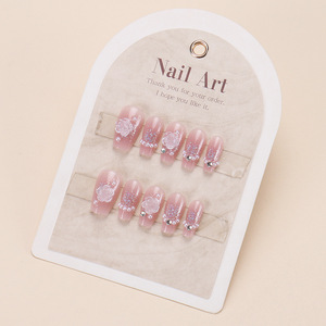 Pointes portables faites à la main vente en gros de longueur moyenne rose glace transparente camélia art fini autocollants pour ongles gel de gelée - Product Image 4