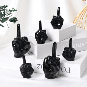 Venta al por Mayor de Cristal Curativo de Alta Calidad, Estatua de Dedo Medio de Obsidiana Negra, Decoración de Cristal - Product Image 3