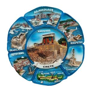 Assiette souvenir en résine 3D peinte à la main avec le palais de Knossos et ses attractions, souvenir de <span class=keywords><strong>voyage</strong></span> à collectionner, décoration d'île grecque - Product Image 1