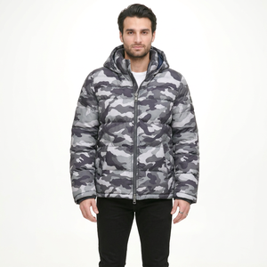 Custom Logo OEM <b>Men's</b> Winter Stand Collar Puffer <b>Jacket</b> 100% Polyester Outdoor Warm Bubble Coats Quilted <b>Camo</b> Colors Front - Product Image 1