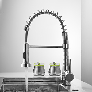 Single Handle Pull Out Sprayer Kitchen Tap Faucets Hot and Cold Water Pull <b>Down</b> Spring Kitchen Mixer AT9804 Kitchen Mixer - Product Image 1