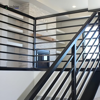 Balustrade de balcon en aluminium minimaliste de luxe, extérieure, noire, à lattes horizontales, pour maison moderne, utilisation DIY escalier/villa