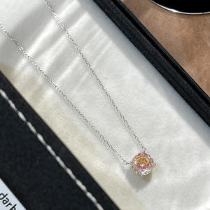 Collier en argent sterling 925 avec pendentif en zircon coloré taille brillant, motif cube de sucre, tendance, minimaliste, pour fiançailles et mariage - Product Image 6