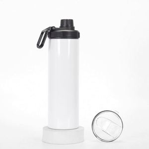 Bouteille d'eau sport isotherme en acier inoxydable de 20 oz, anti-fuite, écologique, design mince et droit, avec double couvercle, pour sublimation, idéale pour les cadeaux - Product Image 3