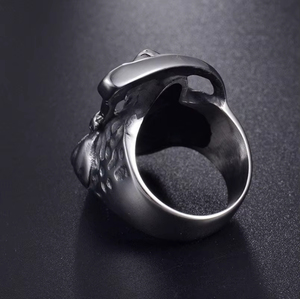 ZhuQian Vintage <span class=keywords><strong>Retro</strong></span> Punk Silberbeschichtete Legierung Breite Ringe Herren Sensenmann-Sensenmesser Dominanter Totenkopf Hip Hop Zirkon Einzigartiger Schmuck - Product Image 3