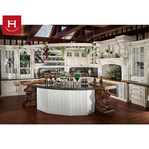HAPPY HOUSES American European <strong>Kitchen</strong> Classic Luxury Solid Wooden <strong>Kitchen</strong> Cabinets with Island Table Full <strong>Kitchen</strong> for Villa - Product Image 2