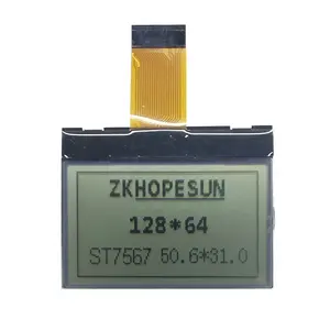 ZK hopesun 2.69 inchtransflective 8.5V FSTN 128x64 đồ họa LCD module 12864 COG LCD hiển thị FPC FSTN Mono LCD