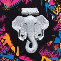 Pendentif Hip Hop Éléphant Réaliste en Argent 925, Pendentif Hip Hop Surdimensionné, Pendentif Animal Personnalisé en Moissanite et Diamant pour Hommes