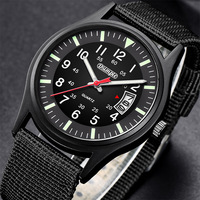 Montre sportive de style militaire Dsimple pour homme, cadran à quartz lumineux, bracelet en nylon de 41 mm, fonction calendrier, design adapté aux étudiants