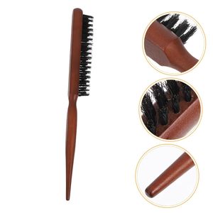 Peine lateral para el cabello con mango de madera, cepillo de pelo suave con cerdas de jabalí para peinados finos, peinado suavizante - Product Image 4