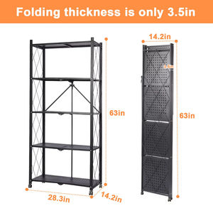 Estantería Plegable de Almacenamiento de 5 Niveles, Librero Multifuncional y Estantes para Despensa, Organización para Islas y Carros de Cocina - Product Image 4