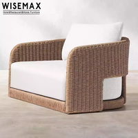 WISEMAX FURNITURE Mobilier de patio moderne pour hôtel, ensemble de canapés de jardin en aluminium et rotin PE imperméable pour villa, complexe hôtelier, plage