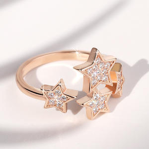 Anelli a grappolo di stelle F1270 per donna, con zirconi cubici incastonati a pavé, gioielli alla moda, idea regalo - Product Image 2