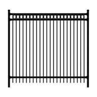Valla de Jardín de Acero Moderna, Valla de Metal de Acero Galvanizado Negro 6x8, Valla de Seguridad de Hierro Forjado Plana con Recubrimiento en Polvo Termocontraíble
