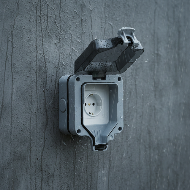 KEPAI 1-Gang EU Standard Outdoor Waterproof Socket 208V 16A/10A