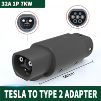 Adaptor Pengisian Daya EV Wufen 32A 7KW NACS ke Tipe 2 untuk Kendaraan Listrik Tesla Tipe 2