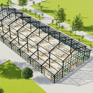 خيمة أتريوم بإطار من الألومنيوم الأسود شفافة من كلوريد البولي فينيل أو جدار زجاجي لحفلات الزفاف والمطاعم - Product Image 6