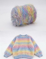 Mischfarbenes Nylonmaterial 8 cm Flauschiges Langhaar-Nerzgarn für DIY-Pullover Strickmaschine Weberei Space-Dye Imitationsfellgarn