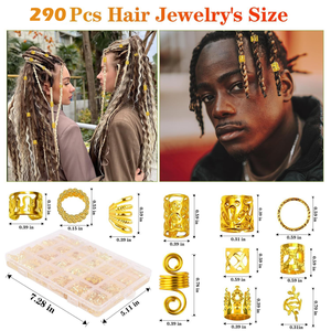 Juego de joyas Gold Loc de 290 piezas <span class=keywords><strong>para</strong></span> el cabello, anillos de pelo de Metal y conectores de <span class=keywords><strong>trenzas</strong></span> <span class=keywords><strong>para</strong></span> rastas, accesorios trenzados - Product Image 3