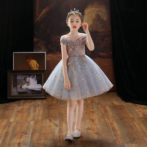 Abito da <span class=keywords><strong>Principessa</strong></span> per Bambine, Elegante Vestito da Sera con Tulle e Perline, <span class=keywords><strong>Costume</strong></span> per Esibizioni di Pianoforte - Product Image 1