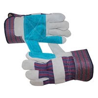 Paume en cuir fendu de vache jaune Paume en coton jaune dos percé. Manchette caoutchoutée. Gants demi-doublure luvas guantes Entrepôt