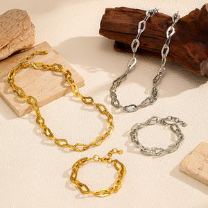 ชุดเครื่องประดับสร้อยคอและกำไลข้อมือสแตนเลสชุบทอง 18K แฟชั่นสำหรับผู้หญิง รุ่น <span class=keywords><strong>T628</strong></span> - Product Image 1