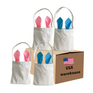 <b>Gift</b> <b>Basket</b> 100% Thick Polyester Canvas Children's Kids White Blank Sublimation <b>Easter</b> <b>Gifts</b> Bag - Product Image 1