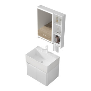 Mueble de Baño Italiano de Titanio para Montar en la Pared, Lavabo de Cerámica Blanco de una Pieza, Gabinete de Aleación de Aluminio - Product Image 3