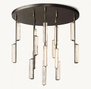 Lámpara de Araña Redonda de Cristal Moderna y Lujosa <span class=keywords><strong>para</strong></span> Comedor, Decoración de Escaleras, Minimalista, de Latón y Cristal, LED Regulable, Garantía de 5 Años - Product Image 4