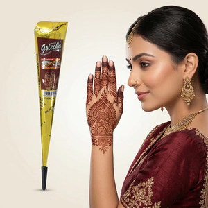 Gold Maroon Henna Mehandi Cone Easy Flow Smooth Paste Cone for <b>Bridal</b> Hand Art and Festival Design Use - Product Image 2