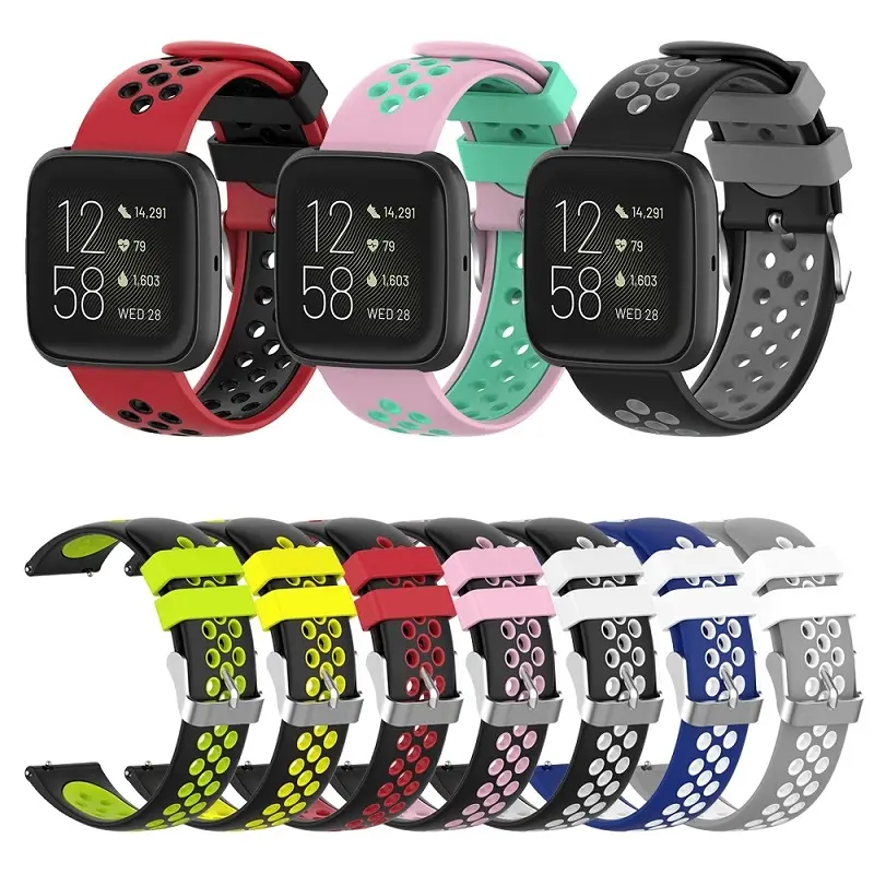Two-tone Smart Bracelet Strap Wristband For Fitbit Versa/Versa Lite/Versa 2 Sports Dual Colors Silicone Watch Band