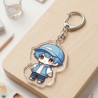 Porte-clés en acrylique personnalisé avec breloque de personnage d'anime Kawaii, style décontracté, avec fermoir mousqueton pour la décoration de sac à dos