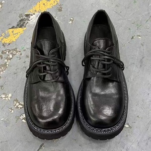 Chaussures Oxford en cuir noir à bout rond, lacets, semelle en caoutchouc antidérapante, toutes saisons, chaussures habillées pour hommes - Product Image 5