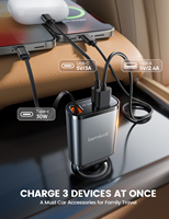 Chargeur de voiture robuste Lamicall PT-47 OEM avec câble rétractable 57W, adaptateur rapide, prise allume-cigare et enrouleur de câble pour téléphone