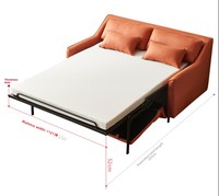 Sofá Cama Seccional Plegable Moderno de Tela Naranja, Convertible 2 en 1, Sofá de Dos Plazas, Colchón de Esponja, Ideal para Espacios Pequeños