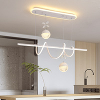 Lampu Gantung LED Aluminium Modern 90cm 96W 3CCT 165-265V  Kecerahan Tinggi Garansi 2 Tahun untuk Dapur Ruang Makan