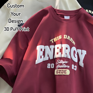 Camiseta de Hombre de Corte Regular, Tejida en Algodón 100% de Peso Pesado, con Logotipo Digital Personalizado y Diseño de Letras en 3D - Product Image 1