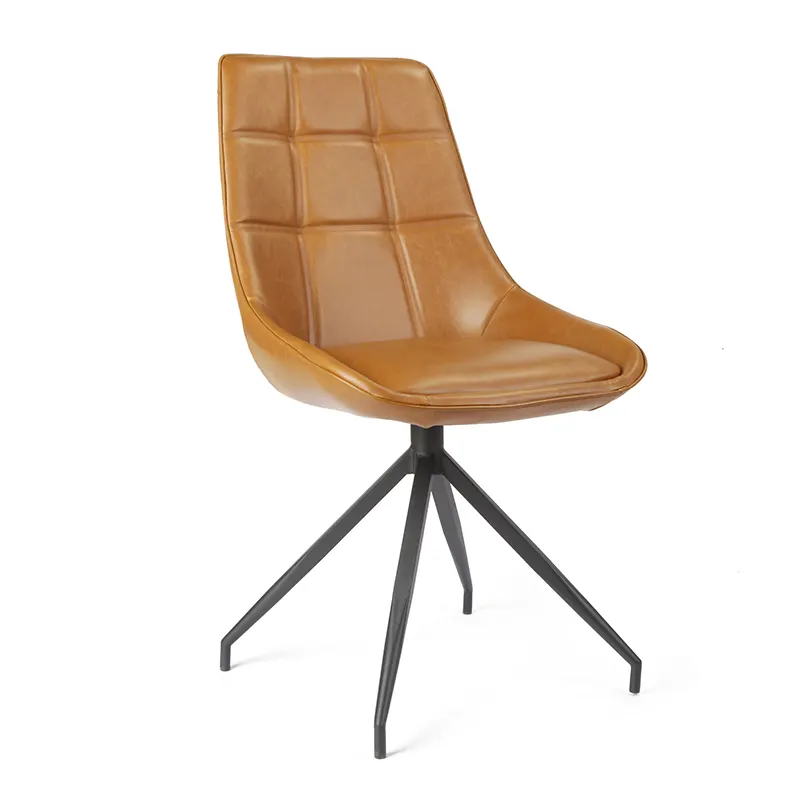 comfortable leather seat leisure modern design pu luxury dining chair with black frame