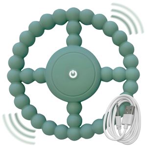 Baby Teething Ring Green <b>Silicone</b> <b>Beaded</b> Design 0 To 24 Months Unisex Infant Chew Toy With Usb Charging Cable - Product Image 1