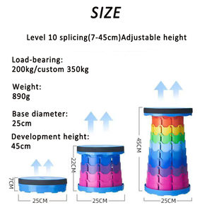 <span class=keywords><strong>Tabouret</strong></span> pliant à hauteur réglable de haute qualité moderne pour l'atelier de stockage à domicile utilisation en plein air irrésistible irisé PP entier - Product Image 5
