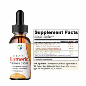 Gotas de Curcumina, Cúrcuma Orgánica Vegana, Líquido Oral para Adultos, Apoyo a la Digestión, Curcumina de Cúrcuma - Product Image 3