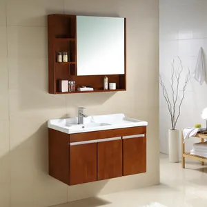 Armoire de salle de bain en bois vintage KD-BC136W-80 meubles d'hôtel haut de gamme coiffeuse à miroir murale avec armoire de rangement