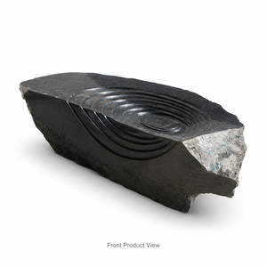 Pierre de jardin en granit noir naturel poli, roche décorative paysagère avec surface spirale pour exposition extérieure - Product Image 2