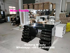 Yicheng beauté noir <span class=keywords><strong>Hollywood</strong></span> meubles maquillage vanité bureau éclairé miroir commode verre <span class=keywords><strong>coiffeuse</strong></span> - Product Image 6