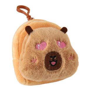 2025 Cute Kapibara Cartoon Doll Keychain Cute Children's School Accessory Anime Design Plush Stuffed Toy Miniature Wallet