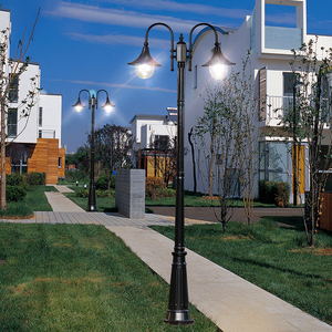 Solar Powered Garden Lamp Post Dual Head LED Warm White Brass Body IP66 <b>Outdoor</b> <b>Light</b> Fixture Motion Sensor 10-Year Warranty - Product Image 6