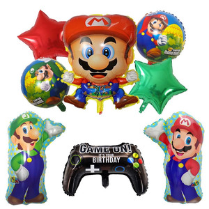 Venta al por mayor juego dibujos animados <span class=keywords><strong>Mario</strong></span> cumpleaños fiesta decoración aluminio película globos conjunto - Product Image 2