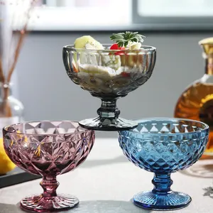 Bulk Colorful Lead-free Crystal Ice Cream Fruit Glass Bowls